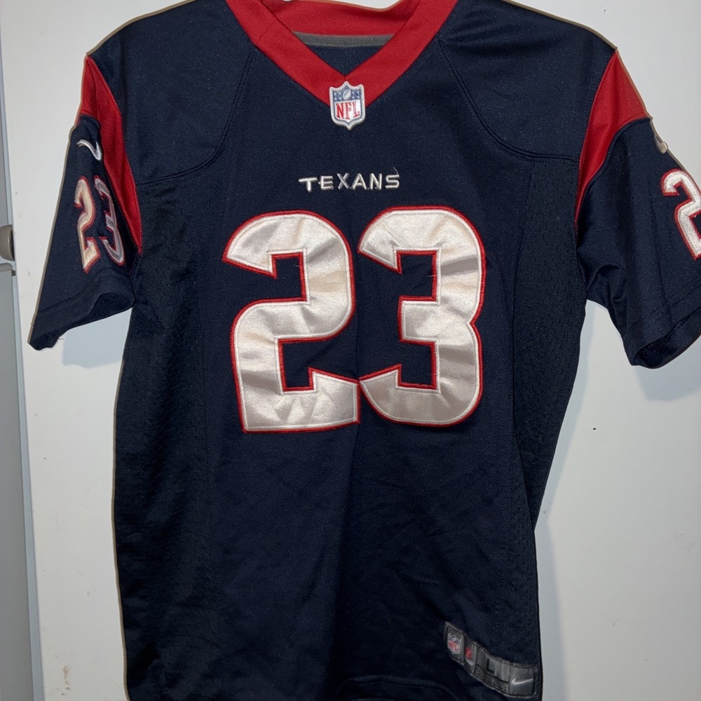 Official Nike Onfield NFL Houston Texans 23 Arian Foster Blue Jersey Youth Large
